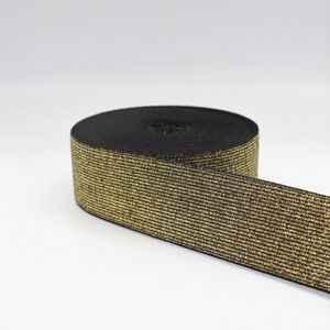 10 Meter LUREX ELASTIEK, Breedte 25MM, Kleur GOUD/ZWART