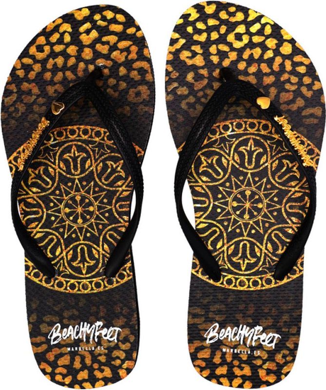 BeachyFeet Teenslipper Dames Mandaleo Flipflop - Zwart Goud