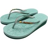 BeachyFeet Teenslippers Dames Flamencos FlipFlop Bethina Sleehak Groen - Maat 37 -38