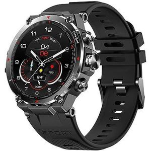 Knauermann GPS 2 (2023) zwart sporthorloge smartwatch - AMOLED-display - puls, bloedzuurstof, GPS/Galileo-ontvangst - BT Bluetooth - siliconen band zwart, 14-26, zwart, Normaal, Modern