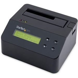 StarTech.com Single Bay Hard Drive Wisser, Standalone HDD/SSD Sanitizer/Eraser, USB 3.0 naar SATA II (3 Gbps), 9 Wismodi, LCD, Hard Disk Secure Erase Dock, DB-9, NIST/DOD/ TAA Compliant (SDOCK1EU3P)