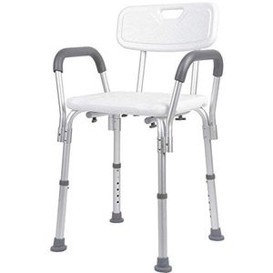 Rehab douchestoel met rugleuning en afneembare armleuningen, badkuip-douchestoel, in hoogte verstelbare stoel, houder voor senioren