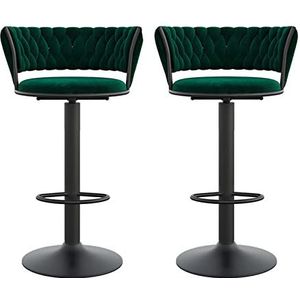 Draaibare hoge kruk, set van 2, moderne barstoel met geweven rugleuning, verstelbare barstoelen in toonhoogte, fluwelen familiekruk, barkruk voor keuken, café, keuken