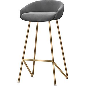 Hoge kruk Fluwelen Zitkruk Moderne Bar Stoelen met Goud Metalen Benen Familie Kruk Barkruk Barkruk Keukenkrukken Eetstoelen Set van 1 Zithoogte 65cm (Roze 75cm) (Grijs 75cm)