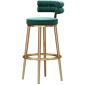 Moderne hoge kruk fluwelen rugleuning, gouden metalen familiekruk, barkruk barkruk 1 stuk, toonhoogte krukken, zijstoelen voor keuken, eetkamer, feest, barstoelen, zithoogte 75 cm (wit h