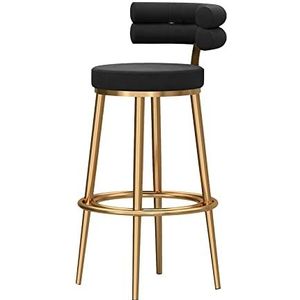 Moderne hoge kruk fluwelen rugleuning, gouden metalen familiekruk, barkruk barkruk 1 stuk, toonhoogte krukken, zijstoelen voor keuken, eetkamer, feest, barstoelen, zithoogte 75 cm (wit h