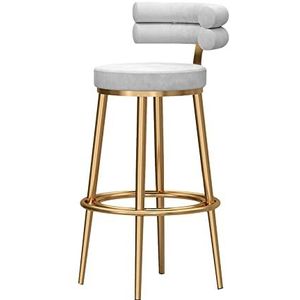 Moderne hoge kruk fluwelen rugleuning, gouden metalen familiekruk, barkruk barkruk 1 stuk, toonhoogte krukken, zijstoelen voor keuken, eetkamer, feest, barstoelen, zithoogte 75 cm (wit h