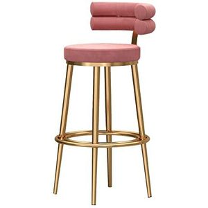 Moderne hoge kruk fluwelen rugleuning, gouden metalen familiekruk, barkruk barkruk 1 stuk, toonhoogte krukken, zijstoelen voor keuken, eetkamer, feest, barstoelen, zithoogte 75 cm (wit h