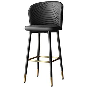 Moderne industriële draaibare barkruk, barkruk voor keuken, eetkamer en woonkamer, kunstleren stoel, zwarte metalen poten, hoogte 65 cm, 1 stuk (zwart hoogte 75 cm