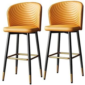 Industriële familiekruk barkruk barkruk met rug voor toonkeuken, Mid Century Swivel Barkruk Oranje Barstoelen, Counter krukken voor pub hoogte, PU lederen stoel, zwarte meta