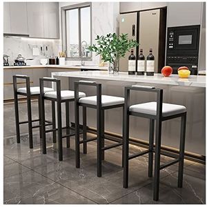 DangLeKJ Moderne Bar Stoelen Set van 4, Armless Counters Heights Kruk, Faux Lederen Ontbijt Industriële Familie Kruk Barkruk Barkruk, Wit (Groene hoogte 55cm) (Groene hoogte 75cm)