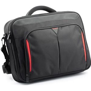 Targus Laptoptas, geschikt voor laptops tot 15,6 inch, klassiek clamshell-ontwerp, schouderriem en gevoerd handvat, professionele reismessenger laptoptas met beschermhoes, zwart (CN415EU), Zwart, 15.6