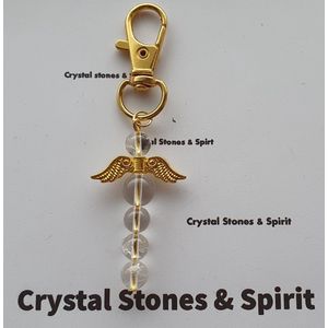 Geboortesteen April ""Bergkristal"" sleutelhanger goudkleurig