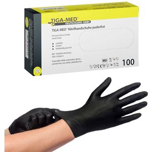 TIGA-MED NITRILHANDSCHOENEN (MAAT XL) POEDERVRIJ, VERPAKKING DOOS VAN 10x 100 STUKS ZEER GESCHIKT VOOR TATTOO SCHOP'S EN DE AUTO EN BROMFIETS INDUSTRIE