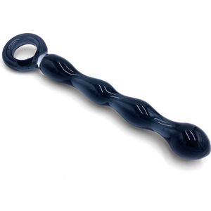 Glazen dildo zwart transparant met ring / Sex toys voor koppels