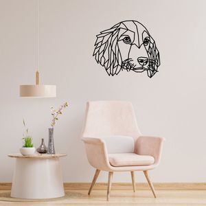 Geometrische Cocker Spaniel - H 60cm B 70cm (XL) - Line art - Wall art - Muurdecoratie zwart - Van Aaken Design