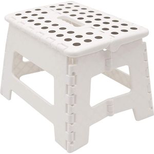 Kruk | Stapkruk | Opvouwbaar | Wit | Kunststof | 29 x 22 x 22 Cm | Vouwtrap | Antislip | 120 Kg Belastbaar | Trapkrukje