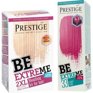 Prestige Semi-Permanente Haarkleuring - Bleach Kit & Candy Pink Kleuring - Voordeelverpakking 2 x 100ML