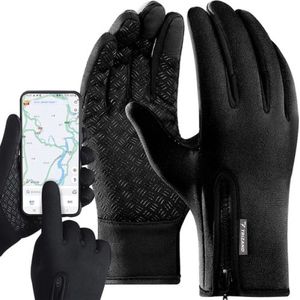 Touch Handschoenen - Anti Slip - Dubbellaags Fleece - Touchscreen - Zwart - One Size - Unisex