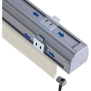 Verticale luifel voor balkon, terras, met grijze luifelcassette, verticale luifel voor buiten, luifel voor windscherm, zonwering en inkijkbescherming, beige