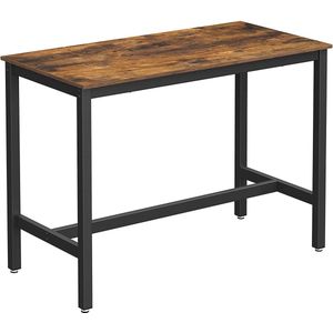 c90 - bartafel, stabiele bartafel, tafel voor cocktails, keukentafel, 120 x 60 x 90 cm, metaal, eenvoudige montage, industrieel ontwerp, vintage bruin-zwart LBT91X