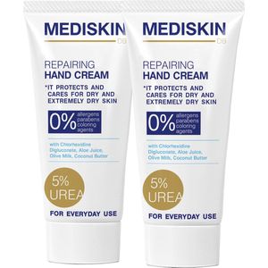 Mediskin Repairing Hand Cream - Handcrème Voordeelverpakking - Hand Crème Zeer Droge & Beschadigde Handen - 5% Ureum & Aloë Vera - 2 x 75ml