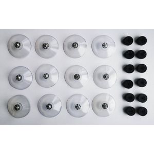 12x Zuignappen 37,5mm – 10mm schroefdraad - zwarte moer