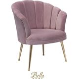 Bella Home Mila - Fauteuil - Velvet - Schelp - Roze met gouden poten
