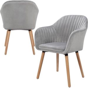 Set van 2 Stoelen - Luxe Eetkamerstoel - Eetkamerstoelen - 2 stoelen - Voor keuken of huiskamer - Moderne look - Fluweel - Velvet - Donker Grijs