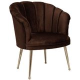 Bella Home Mila - Fauteuil - Velvet - Schelp - Bruin met zwarte poten