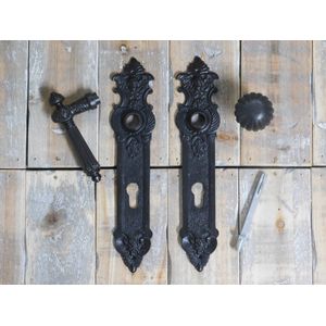 Set deurbeslag voor de deur - antiek ijzer bruin (PC92 - Profiel cilinder)