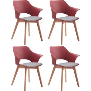 Eetkamerstoel Set van 4 - Meerdere kleuren - Hout - Eetkamerstoelen Set - Stoelen Set van 4 - Modern - Stoelen - Stoel - Scandinavisch - Rood