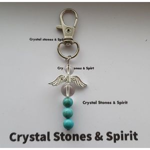 Geboortesteen December ""Turkoois"" sleutelhanger zilverkleurig