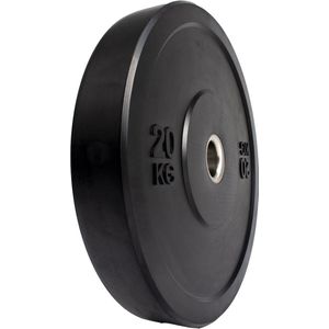 Rubber bumper plate/ Olympische halterschijf - 20 KG - 50/ 51mm Ø - Zwart - Fitness/ Crossfit