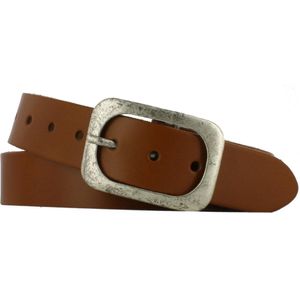 Leren Riem Glad Leer | Heren & Dames | 4cm breed | Riemmaat: 105cm (totale lengte: 120cm) | 100% echt leer | Kleur: cognac | Nikkelvrije gesp