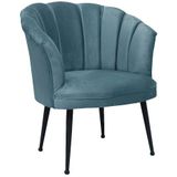 Bella Home Mila - Fauteuil - Velvet - Schelp - Bruin met zilveren poten