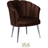 Bella Home Luxe Velvet Schelp Fauteil Mila - Bruin / Zilver