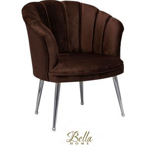 Bella Home Luxe Velvet Schelp Fauteil Mila - Bruin / Zilver