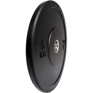 Rubber bumper plate/ Olympische halterschijf - 5 KG - 50/ 51mm Ø - Zwart - Fitness/ Crossfit