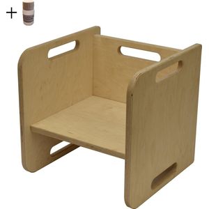 Kubus stoel - Kinderstoel 1-7 jaar - Van Aaken Design - Gemaakt in Nederland - Hout - 15mm Berken Multiplex - incl. Meubellak