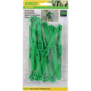 Plantenklemmen - Plantenbinders - Plantenclips - Verstelbare plantenklemmen - Kinzo - 20 stuks - Groen - Lengte 14cm - Garden plugs.