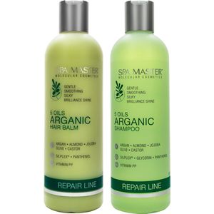 Spa Master Argan Set Shampoo & Haarbalsem - Voor Droog & Beschadigd Haar - Met Arganolie, Jojoba, Amandel, Olijf & Castor - 2 x 330ml