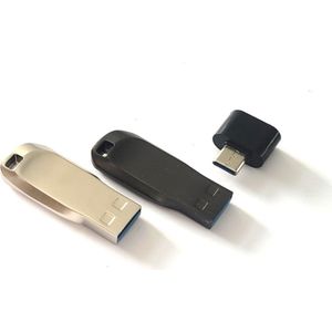 2 stuks USB stick 3.0 - inclusief USB-C adapter - flash drive - 32GB geheugen - metaal - zwart/zilver