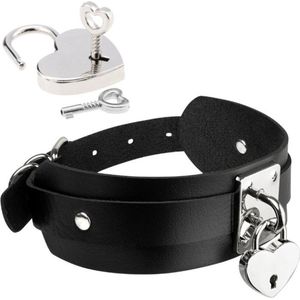 Kinky Diva - Erotische Fetisj Fetish BDSM Slaven Halsband Collar met Hartje Slot Sleutels Vegan Leather