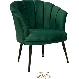 Bella Home Luxe Velvet Schelp Fauteil Mila - Groen / Zwart