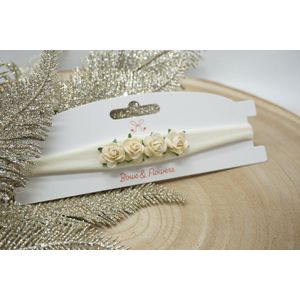 Newborn baby haarbandje - Roosjes - Ivoor wit - Newborn - Bows and Flowers