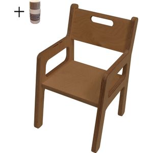 Kinderstoel met leuning - Kinderstoeltje 1-3 jaar - Zithoogte 20cm - Peuterstoel - Van Aaken Design - Gemaakt in Nederland -Hout - 15mm Berken Multiplex - incl. Meubellak