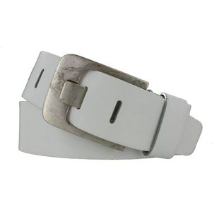 Leren Heren/Dames Riem | 5cm breed | Riemmaat: 85cm (totale lengte: 100cm) | 100% echt leer | Kleur: wit | Nikkelvrije gesp