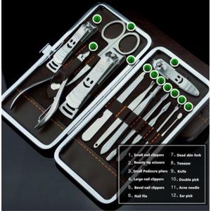 Manicure set van 12 stuks – Professionele pedicure tool – Nagelkit - Verzorgingsset – PU lederen Etui – Ideaal voor reizen – Nagelset - Mee-eters verwijderpincet