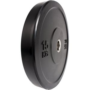 Rubber bumper plate/ Olympische halterschijf - 15 KG - 50/ 51mm Ø - Zwart - Fitness/ Crossfit